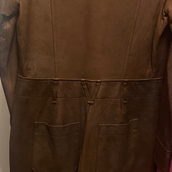 Veronica Beard Artemis Brown Lamb Leather Jumpsuit Intermix - Picture 11 of 17